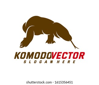Komodo dragon logo design template. Graphic animal illustration.