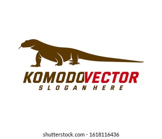 Komodo dragon logo design template. Graphic animal illustration.