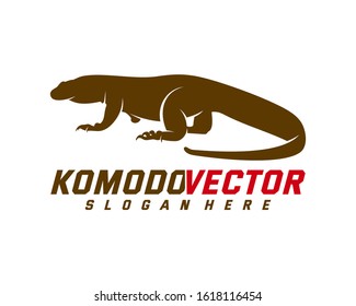 Komodo dragon logo design template. Graphic animal illustration.