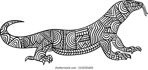 Komodo Dragon Mandala Coloring Pages for Adults