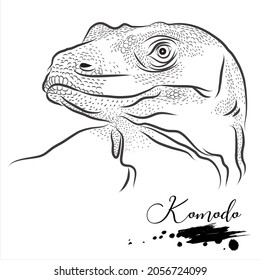 Komodo dragon, realistic sketch, vector illustration