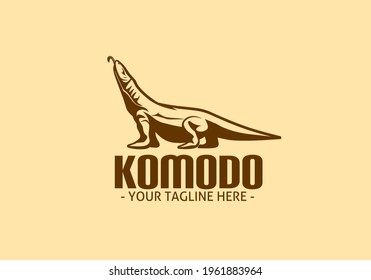 Komodo Dragon reptile simple logo icon symbol mascot for Brand, Trip, Travel, company, background and wallpaper. 