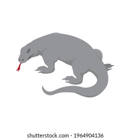 Komodo dragon reptile vector illustration, native animal originating from Indonesia.