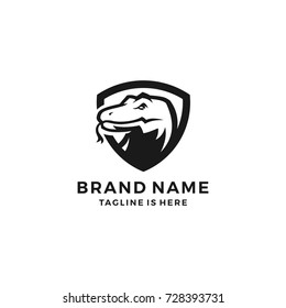 komodo dragon shield security sport emblem badges logo template vector illustration