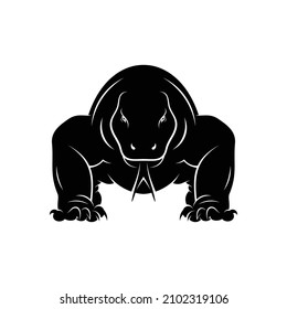 Komodo dragon silhouette with abstract shape attractive design illustration vector