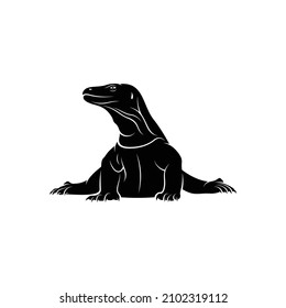 Komodo dragon silhouette with abstract shape attractive design illustration vector