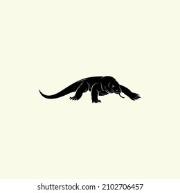 Komodo dragon silhouette with abstract shape attractive design illustration vector