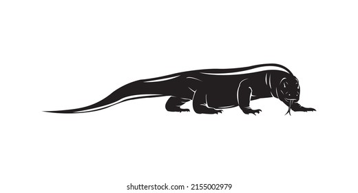 komodo dragon silhouette logo ancient animal from komodo island is suitable for step animal graphic design

