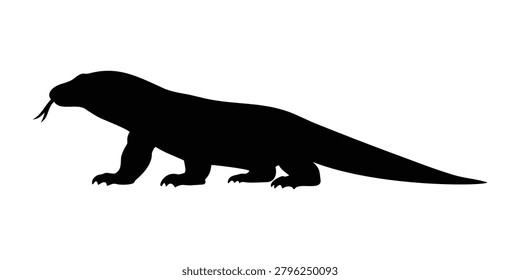 Komodo dragon silhouette vector flat illustration design.