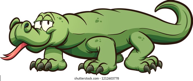 Komodo dragon.  Vector clip art illustration with simple gradients. All in a single layer. 
