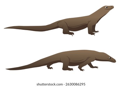 Vetor de Dragão de Komodo. Ilustração digital do lagarto antigo icônico da Indonésia.