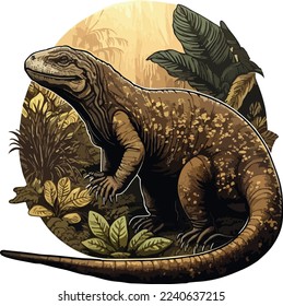 Komodo dragon vector illustration badge