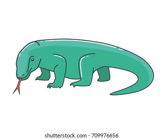 Komodo dragon vector illustration. Indonesian animal