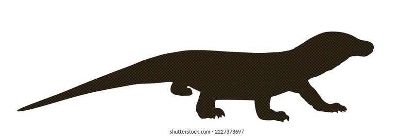 Komodo dragon vector illustration silhouette isolated on white background. (Varanus komodoensis), also known as Komodo monitor. Biggest lizard from  Indonesia.