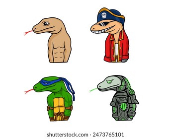 Komodo Drache Vektorgrafik mit Hautzubehör