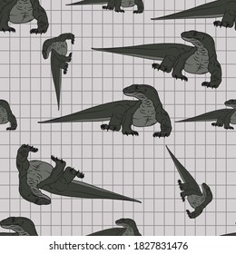 Fondo del diseño del patrón de vectores sin foco de Komodo Dragons para animales