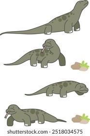 Komodo dragons in cute cartoon style with various poses