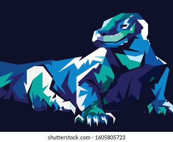 Komodo FullBlue Illustration Design Vector