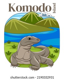 Komodo Island in Vector Illustration