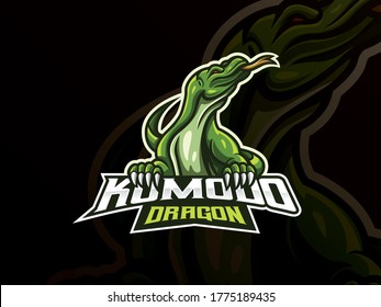 Komodo mascot sport logo design. Komodo animal mascot vector illustration logo. Emblem design for esports team. Vector illustration