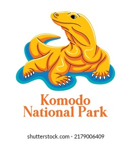 Komodo National Park in flat design style