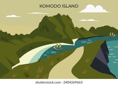 Komodo national Park landscape background