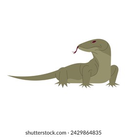 Komodo Reptile Animal Cartoon Style Illustration
