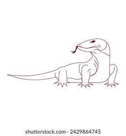 Komodo Reptile Animal Outline Illustration