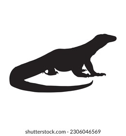 komodo silhouette vector black color on white background