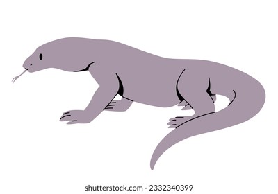 komodo varanus komodoensis dangerous carnivore endangered species giant lizard animal illustration