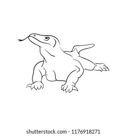 Komodo,life dragon from indonesia line illustration