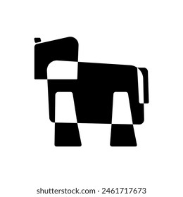 Komondor. Dog breed silhouette. Icon template. Avantgarde graphic style. Black and white vector Illustration on a white background.