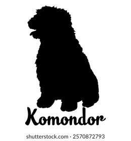 Komondor dog silhouette, dog breeds, logo, vector, silhouette,  animal, illustration, icon, sign, design, black, symbol, pet, love
