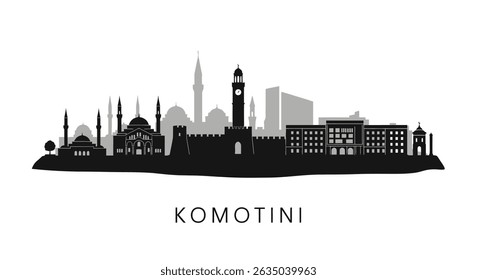Komotini Greece Silhouette Skyline Vector.