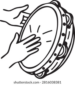 Kompang Malaysian Drum Vector Outline Icon