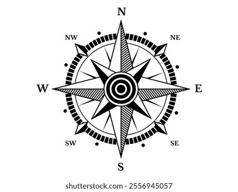 Kompass Rose Vektor mit vier Richtungen und deutscher Osten Bezeichnung Navigation Kompass Symbol f√ºr Marine Seefahrt - oder Trekking Navigation.eps