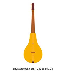 Komuz, traditional Kyrgyz string musical instrument. Flat cartoon vector clip art illustration.