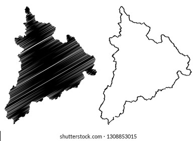 Kon Tum Province (Socialist Republic of Vietnam, Subdivisions of Vietnam) map vector illustration, scribble sketch Tinh Kon Tum map