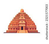 Konark sun temple flat style vector, isolated on white background. Abstract Konark sun temple temple icon vector. 
