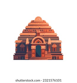 Konark sun tempel flach Vektorgrafik, einzeln auf weißem Hintergrund. Abstrakter Konarker Sonnentempel Symbol Vektorgrafik. 