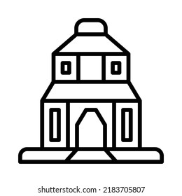 Konark Sun Temple Icon. Line Art Style Design Isolated On White Background