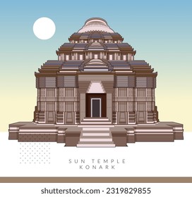 Konark Sun Temple - Odisha - Icon as EPS 10 File 