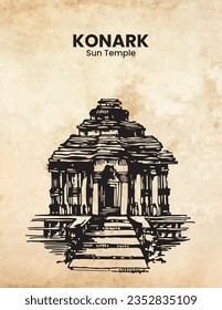 Konark Sun Temple, Odisha, Indien, Illustration des kulturellen Stolzes Odia - Der SonnenTempel von Konark