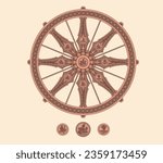Konark Wheel - Sun Temple - Odisha - Icon as EPS 10 File 
