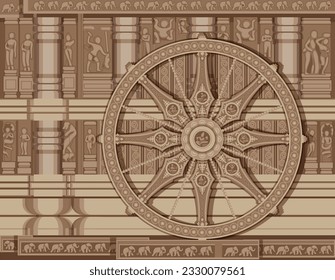 Konark Wheel - Sun Temple - Odisha - Icon as EPS 10 File 