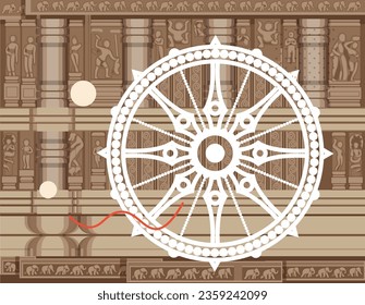 Konark Wheel - Sun Temple - Odisha - Symbol als EPS10-Datei 