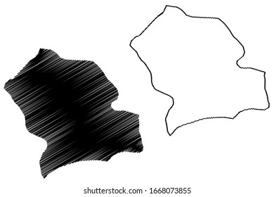 Konce Municipality (Republic of North Macedonia, Southeastern Statistical Region) map vector illustration, scribble sketch Konce map