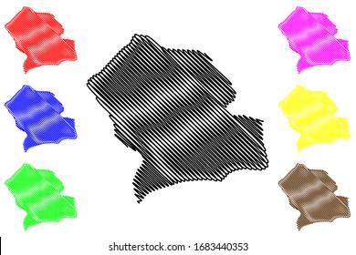Konce Municipality (Republic of North Macedonia, Southeastern Statistical Region) map vector illustration, scribble sketch Konce map