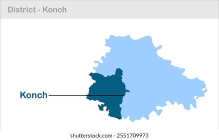 Unterbezirkskarte Konch, Bezirk Jalaun, Bundesstaat Uttar Pradesh, Republik Indien, Regierung von Uttar Pradesh , Indisches Territorium, Ostindien, Politik, Dorf, Tourismus