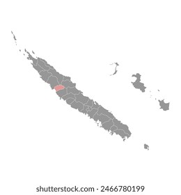 Carte de la commune de Kone, division administrative de la Nouvelle-Calédonie.  Illustration vectorielle.